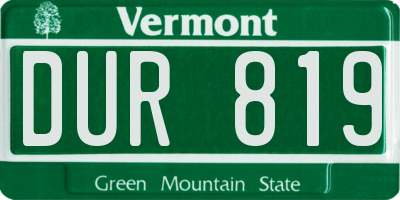 VT license plate DUR819