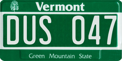 VT license plate DUS047
