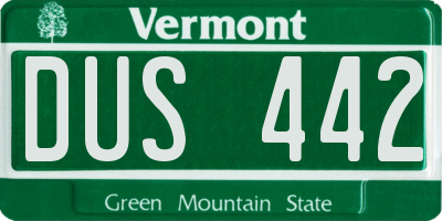 VT license plate DUS442