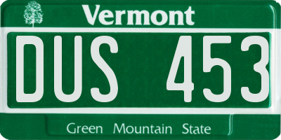 VT license plate DUS453