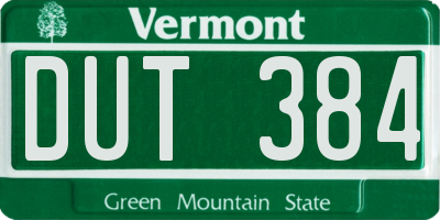 VT license plate DUT384