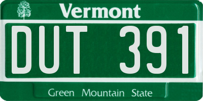 VT license plate DUT391
