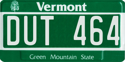 VT license plate DUT464