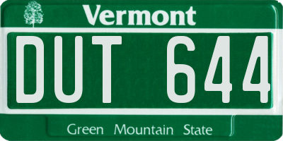 VT license plate DUT644