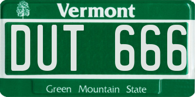 VT license plate DUT666