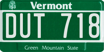 VT license plate DUT718