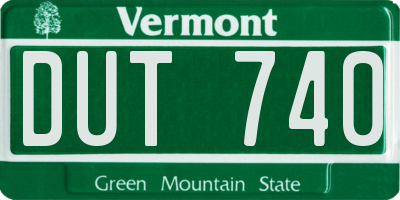 VT license plate DUT740