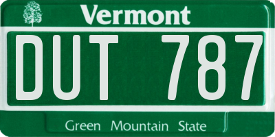 VT license plate DUT787