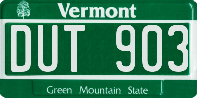 VT license plate DUT903