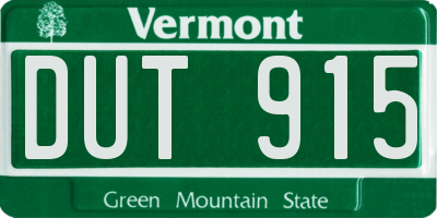 VT license plate DUT915