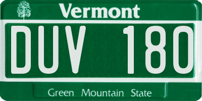 VT license plate DUV180