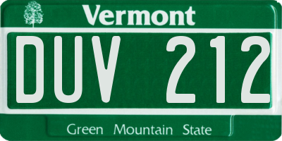 VT license plate DUV212