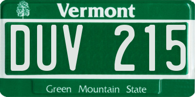 VT license plate DUV215