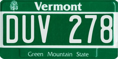 VT license plate DUV278
