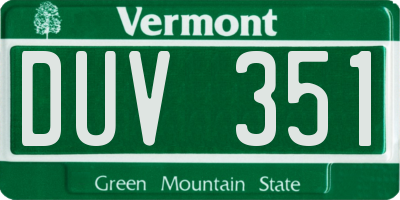 VT license plate DUV351