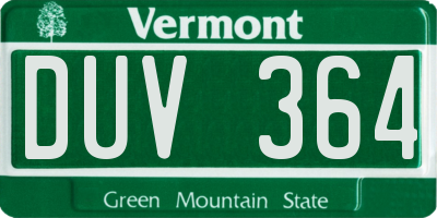 VT license plate DUV364