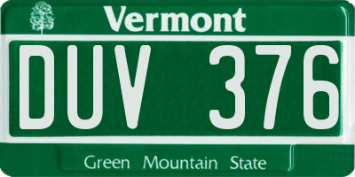VT license plate DUV376