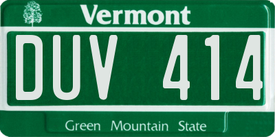 VT license plate DUV414