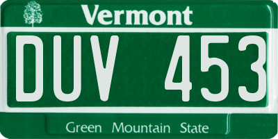 VT license plate DUV453