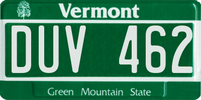 VT license plate DUV462