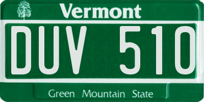 VT license plate DUV510