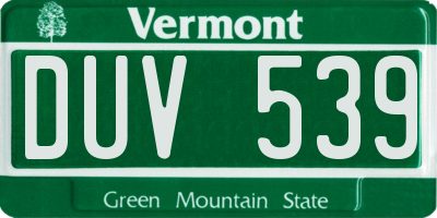 VT license plate DUV539