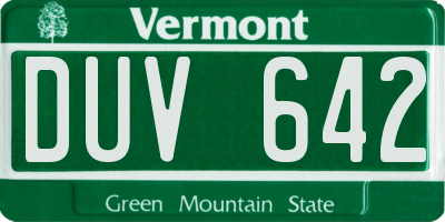 VT license plate DUV642