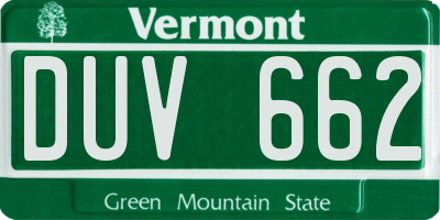 VT license plate DUV662