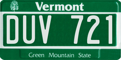 VT license plate DUV721