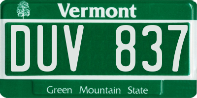 VT license plate DUV837