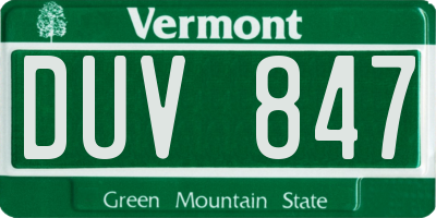 VT license plate DUV847