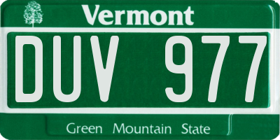 VT license plate DUV977