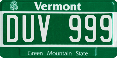 VT license plate DUV999
