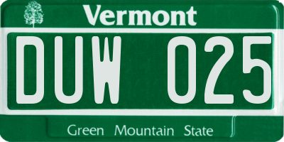 VT license plate DUW025