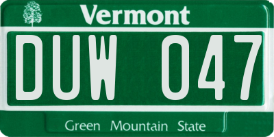 VT license plate DUW047