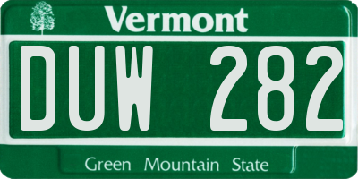 VT license plate DUW282