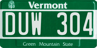 VT license plate DUW304