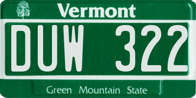 VT license plate DUW322