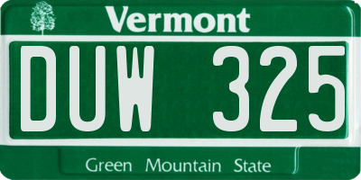 VT license plate DUW325