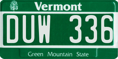 VT license plate DUW336