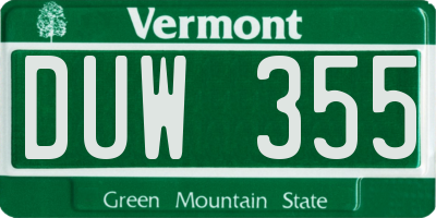 VT license plate DUW355