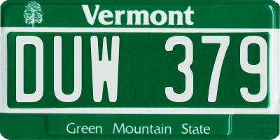 VT license plate DUW379