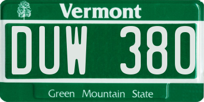 VT license plate DUW380