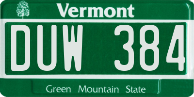 VT license plate DUW384
