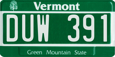 VT license plate DUW391