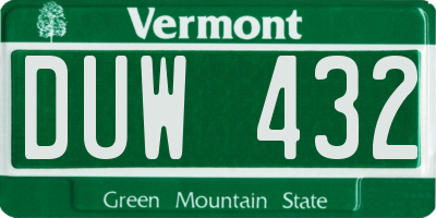 VT license plate DUW432