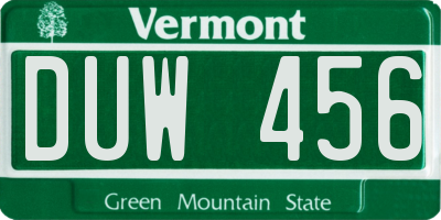 VT license plate DUW456