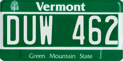 VT license plate DUW462