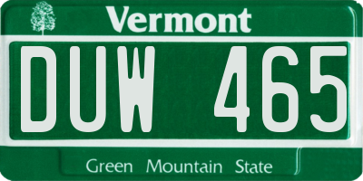 VT license plate DUW465