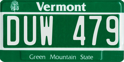 VT license plate DUW479